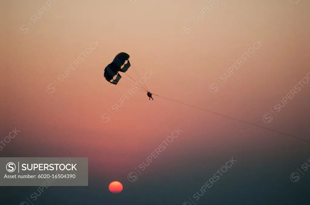 Parasailing in Goa, Western India