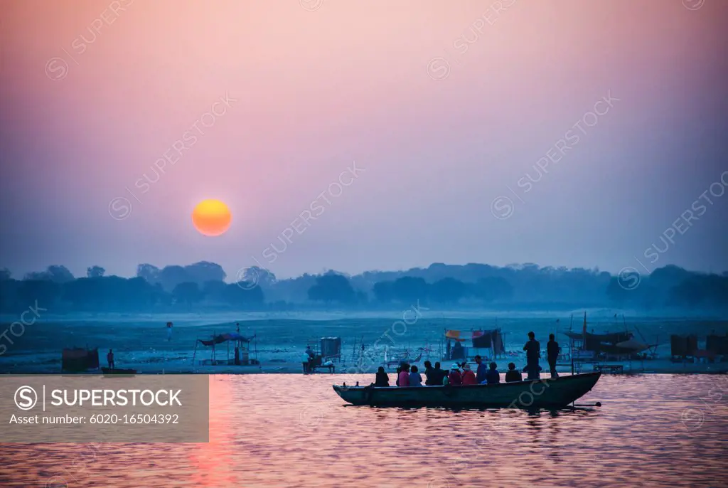 The Ganges River at sunset, Varanasi, India