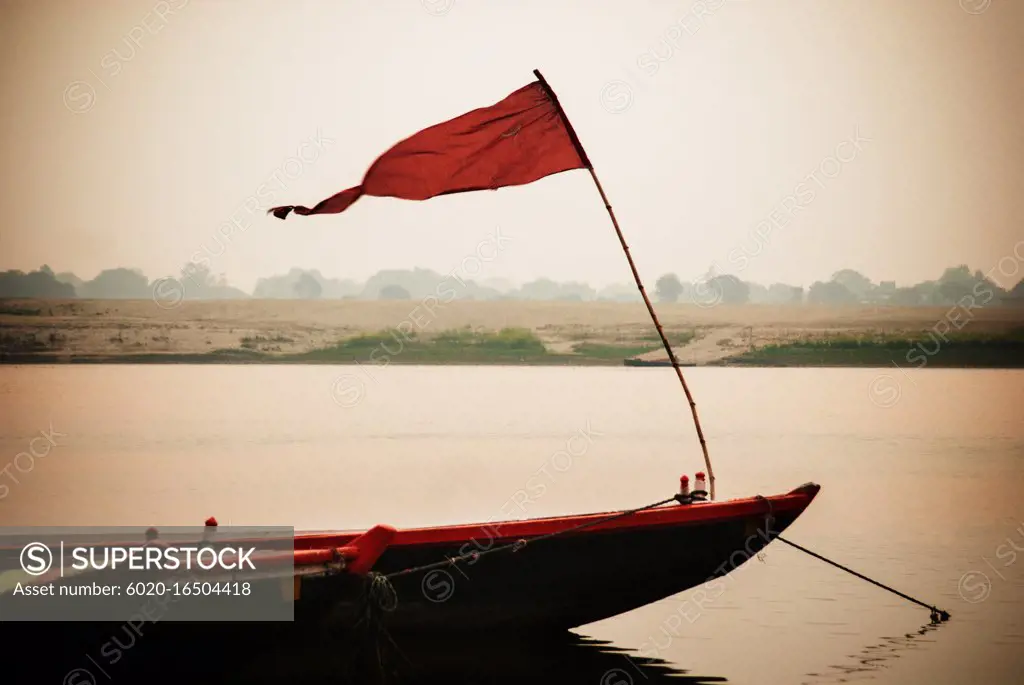 Wooden Boat in the Ganges River, Varanasi, India