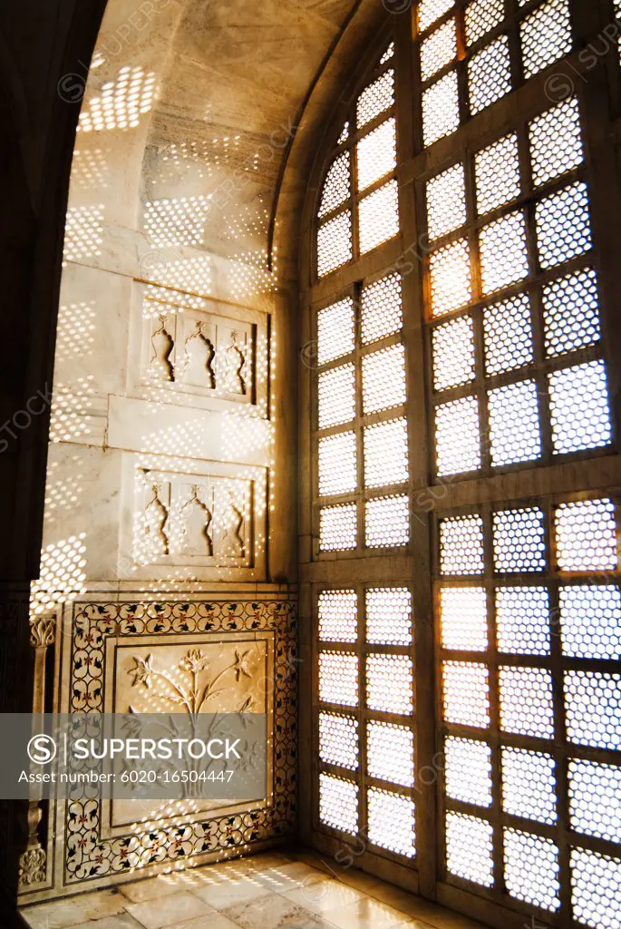 Window inside of a mosque, Taj Mahal, Agra, Uttar Pradesh, India