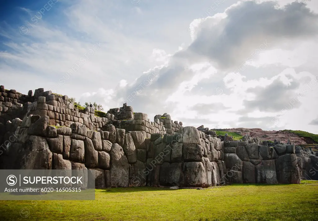 Saqsaywaman, a citadel on the northern outskirts of the city of Cusco, Peru, South America