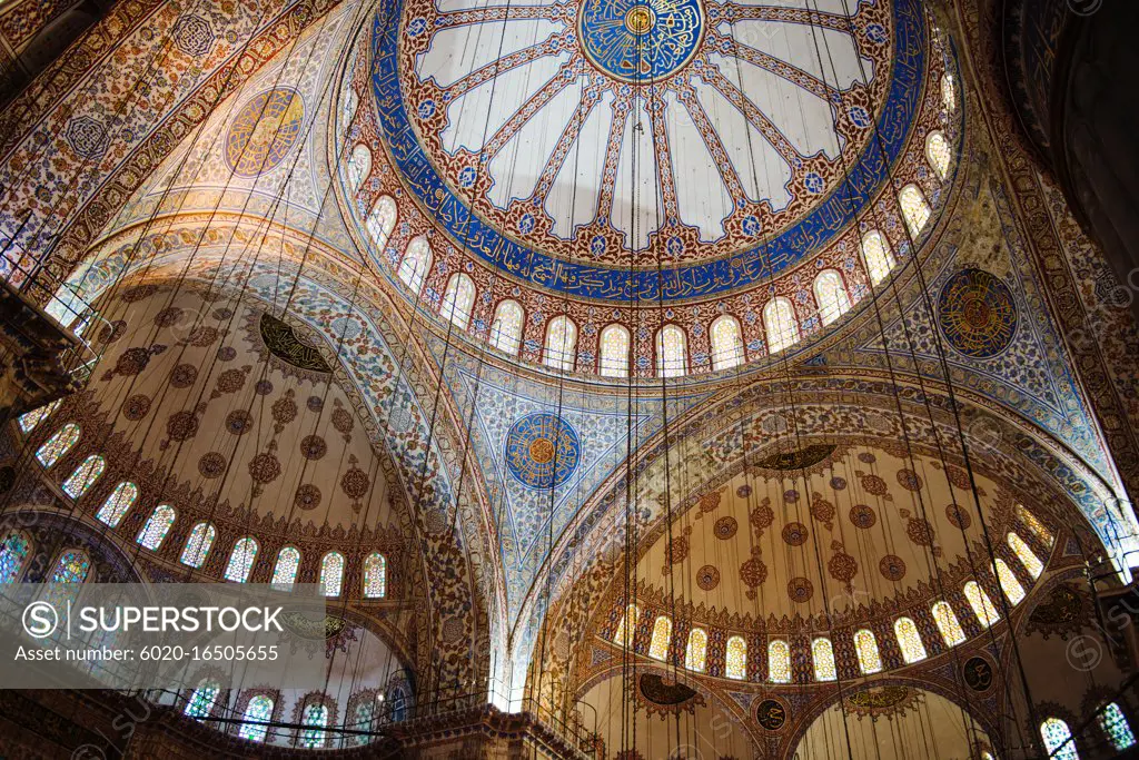 Interior of the blue mosque, Istanbul, Turkey