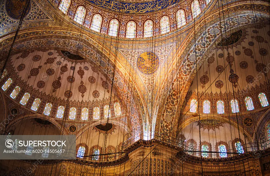 Interior of the blue mosque, Istanbul, Turkey