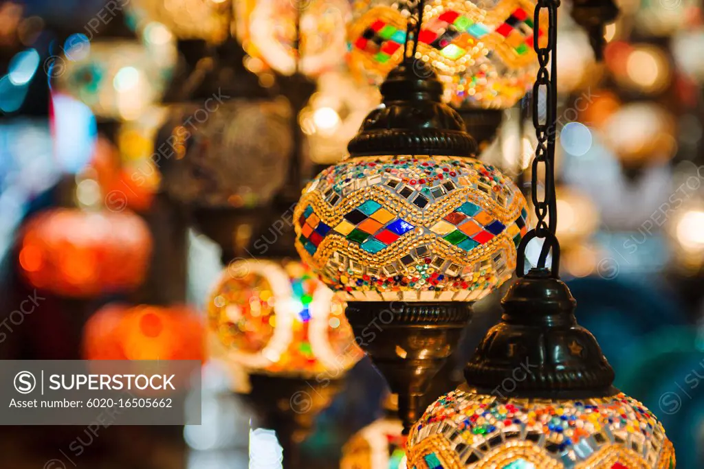 turkish lamps in the market, Istanbul, Turkey