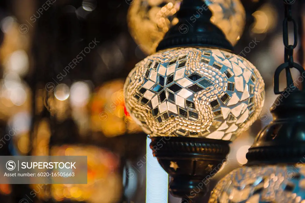 turkish lamps in the market, Istanbul, Turkey