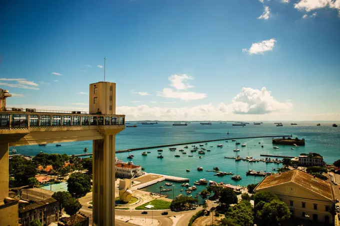 Elevador Lacerda and ocean view, Salvador, Brazil, South America