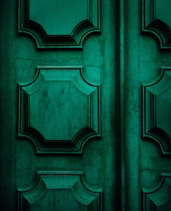 old wooden green door, Salvador, Bahia, Brazil