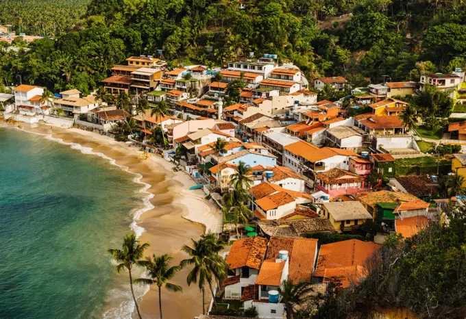 Beaches and town of Morro de sao paulo, Brazil, South America