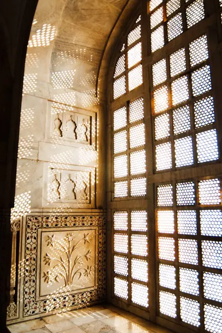 Window inside of a mosque, Taj Mahal, Agra, Uttar Pradesh, India