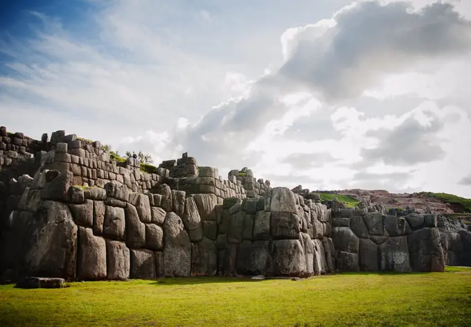 Saqsaywaman, a citadel on the northern outskirts of the city of Cusco, Peru, South America