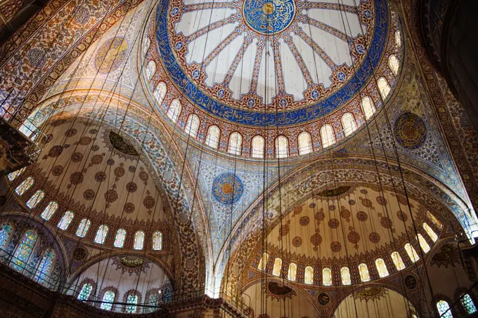 Interior of the blue mosque, Istanbul, Turkey