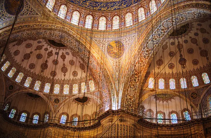 Interior of the blue mosque, Istanbul, Turkey