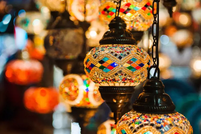 turkish lamps in the market, Istanbul, Turkey