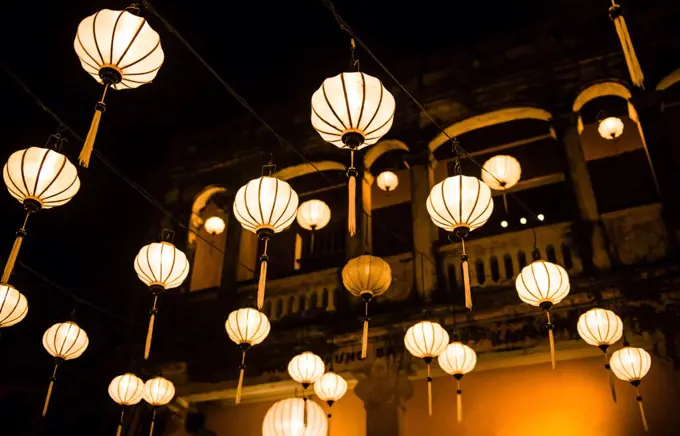 hanging lanterns in Hoi An, Vietnam, Southeast Asia