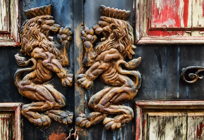 detail of an old door, Vietnam, Southeast Asia