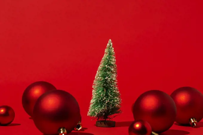 christmas background with hard lighting on red background