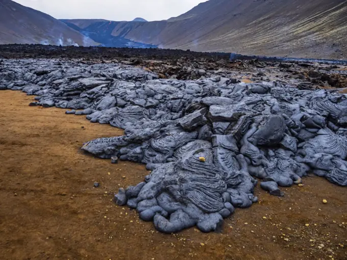 Abstract patterns in pahoehoe lava from Fagradalsfjall Volcano, Iceland