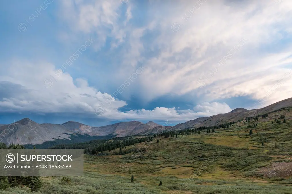 Dramatic gray cloud landscape of Colorado Alpine 