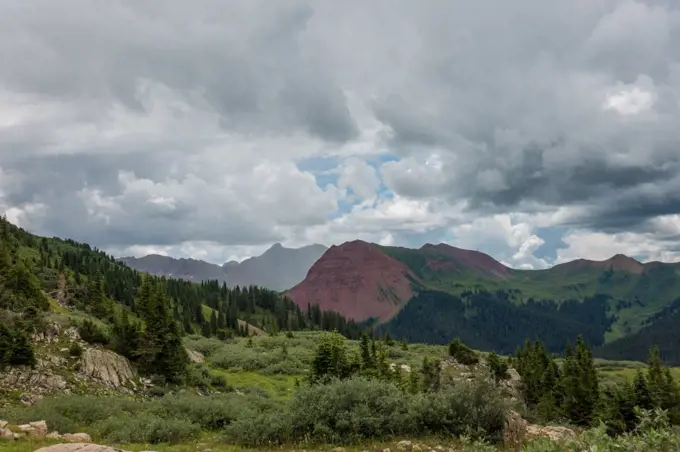 Cloudy landscape with clouds. Aspen, Colorado, USA