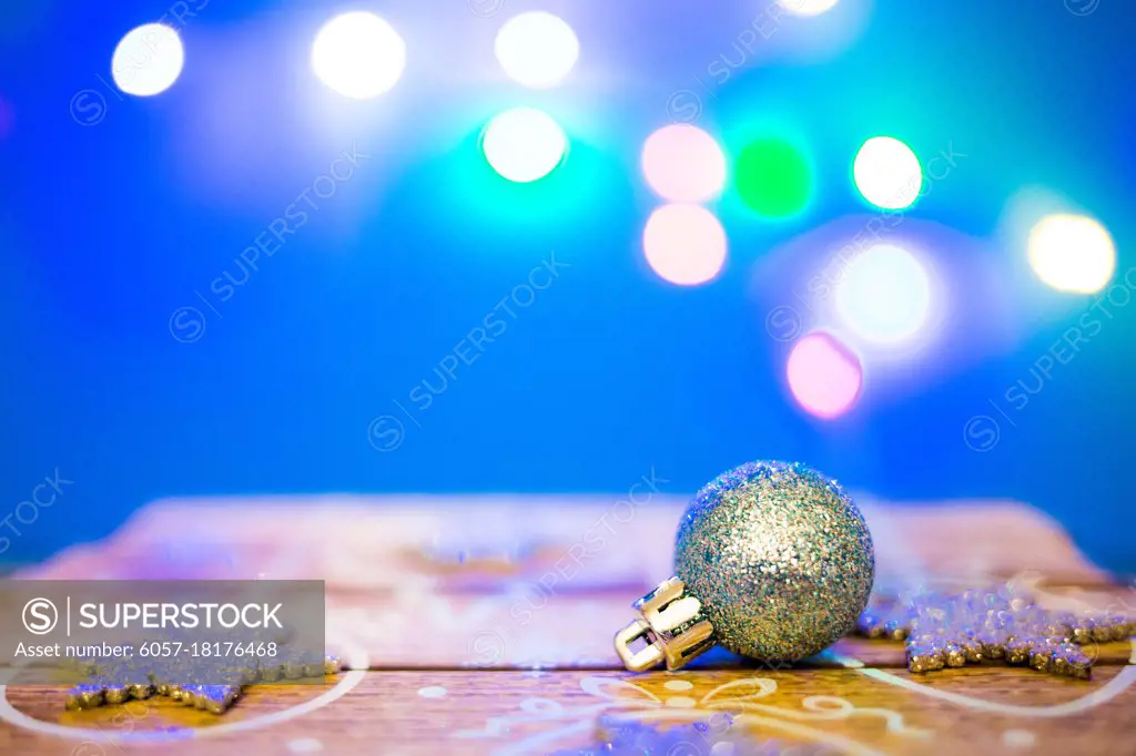 Christmas decoration balls with blurred color lights