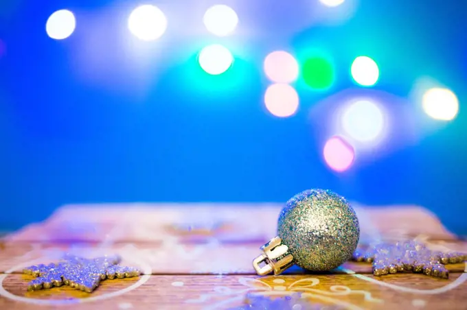 Christmas decoration balls with blurred color lights