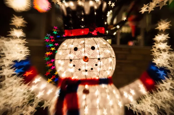 Christmas lights with beautiful blurred background at night