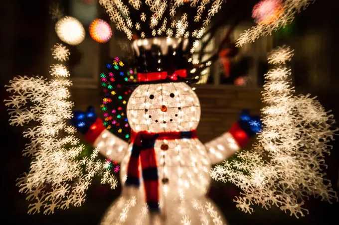 Christmas lights with beautiful blurred background at night