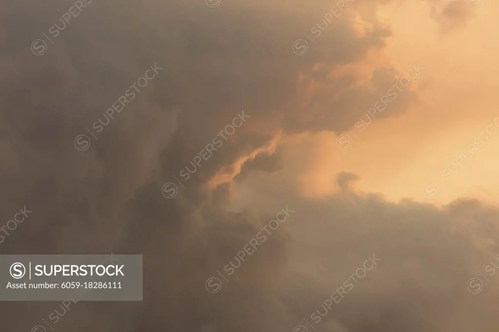 Red clouds due to bush fire smoke at sunset in The Blue Mountains in Australia