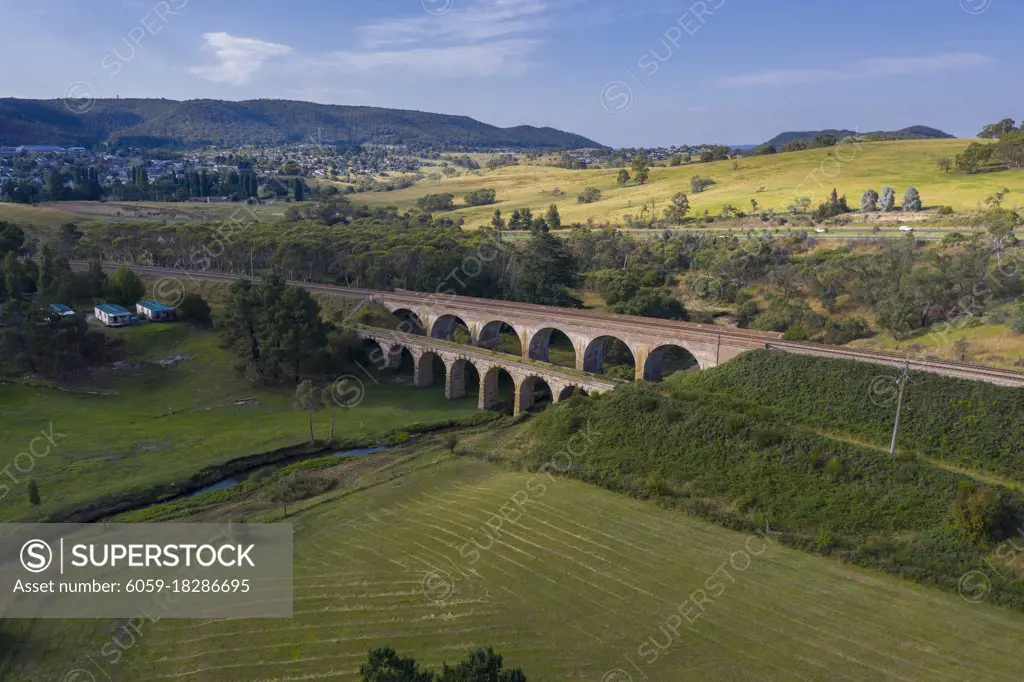 An old train viaduct in the countryside