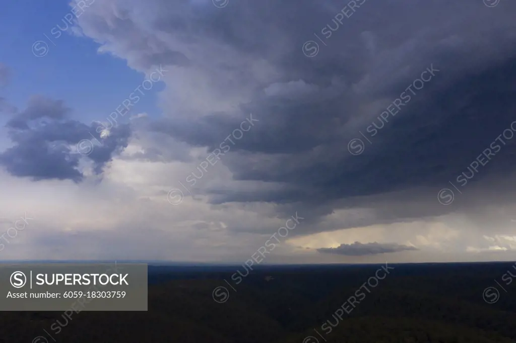 A severe thunderstorm and rain in the greater Sydney basin