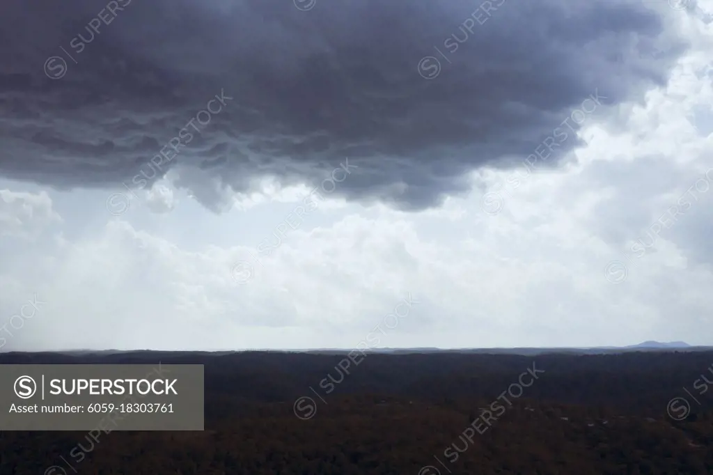 A severe thunderstorm and rain in the greater Sydney basin