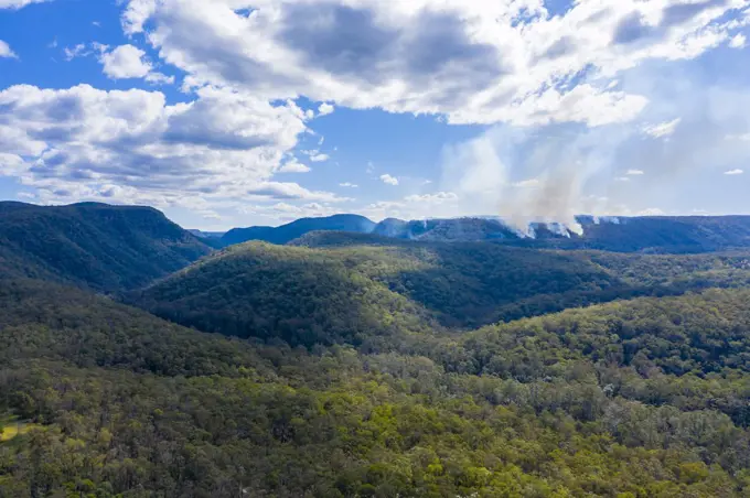 A small bushfire in The Blue Mountains in  New South Wales in Australia