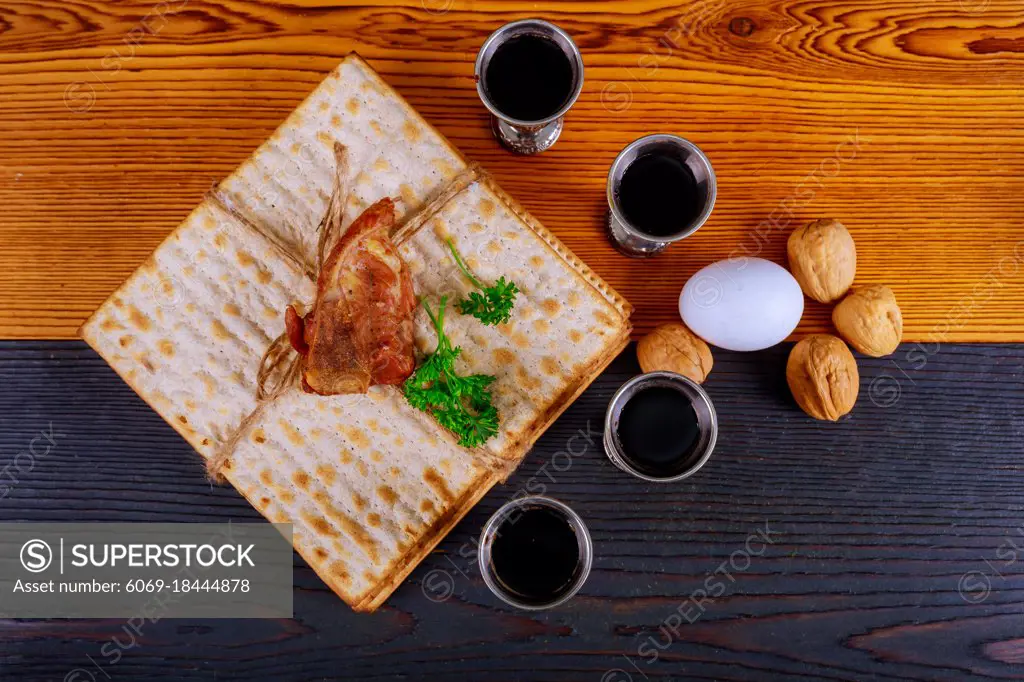 Judaism and religious torah on jewish matza on passover prayer