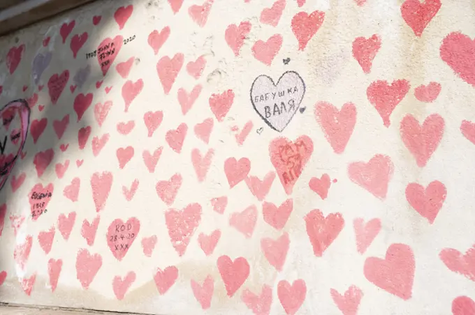 LONDON, U.K- august22, 2021: Closeup of The National Covid Memorial Wall