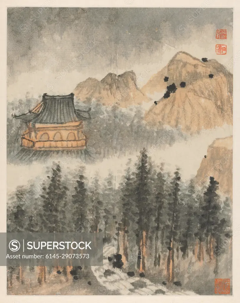Reminiscences of Qinhuai River, 1642-1707. Shitao (Chinese, 1642-1707). Album leaf, ink and color on Song paper; image: 25.5 x 20.2 cm (10 1/16 x 7 15/16 in.); overall: 33 x 24.3 cm (13 x 9 9/16 in.).