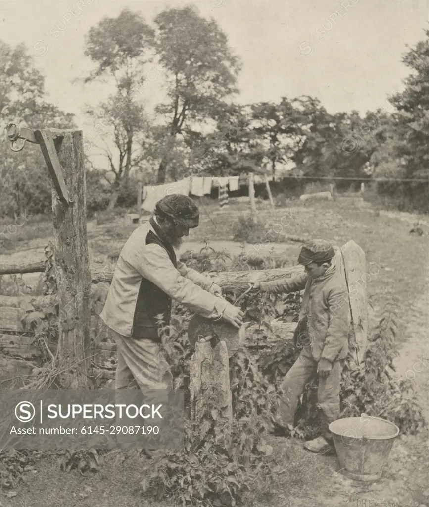 Pictures of East Anglian Life, pl. XXX: At the Grindstone--A Suffolk  Farmyard, 1888. Peter Henry Emerson (British, 1856-1936). Photogravure;  image: 26.7 x 22.7 cm (10 1/2 x 8 15/16 in.); paper: 42.5