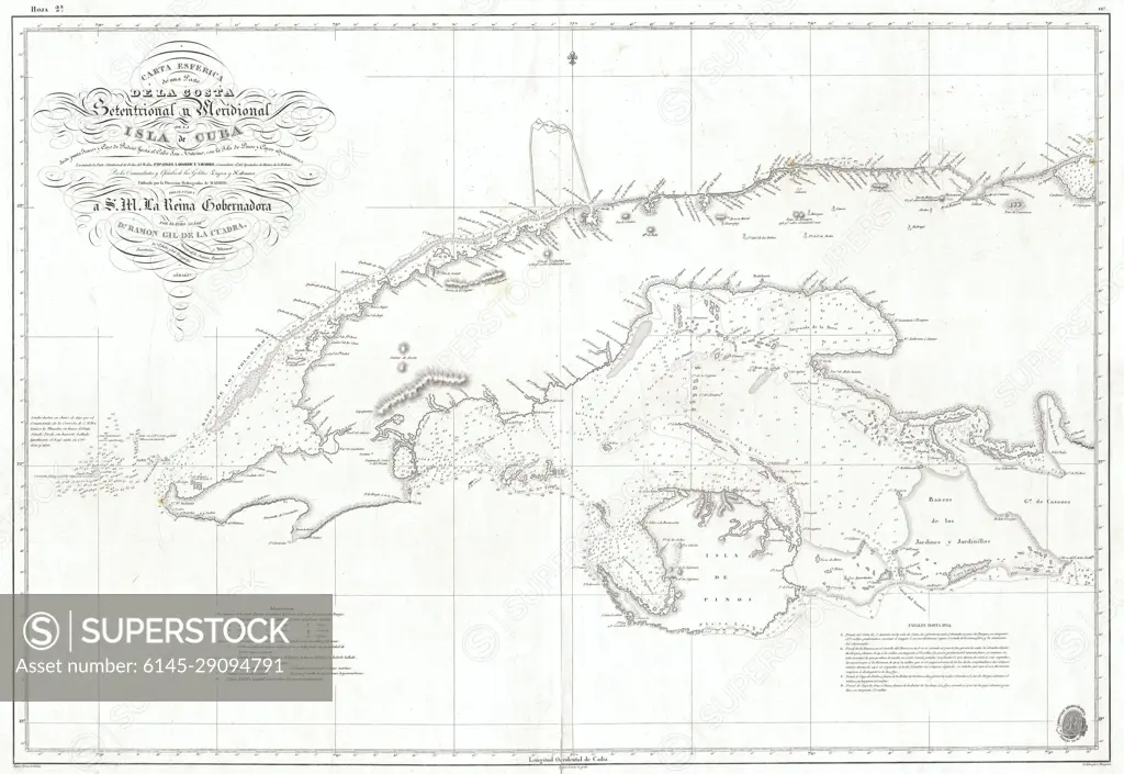 1854 Hidrografica Nautical Chart of Map of Cuba