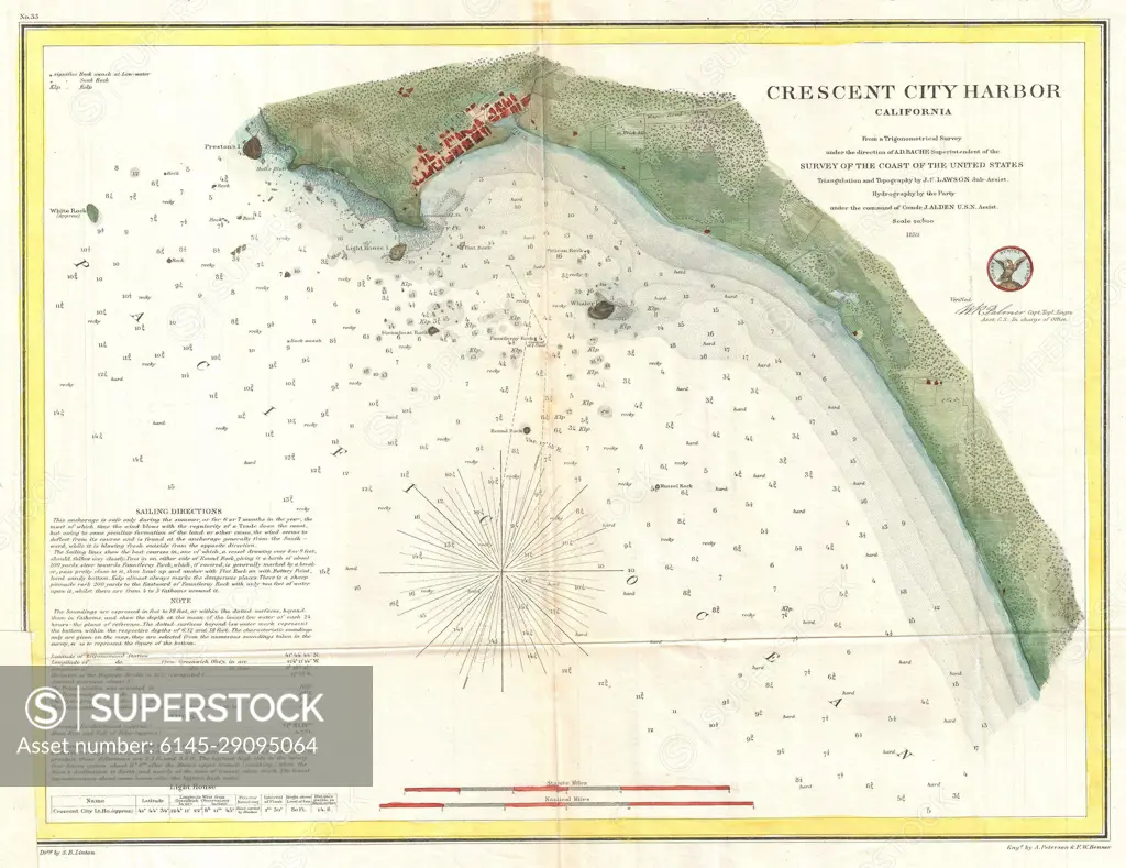 1859 U.S. Coast Survey Map or Nautical Chart of Crescent City, California