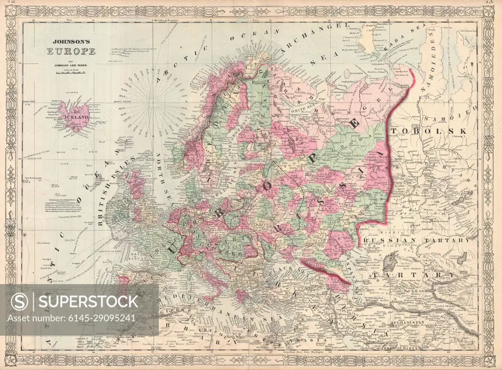 1864 Johnson Map of Europe