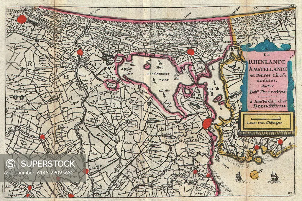 1747 La Feuille Map of Amsterdam and Vicinity, the Netherlands