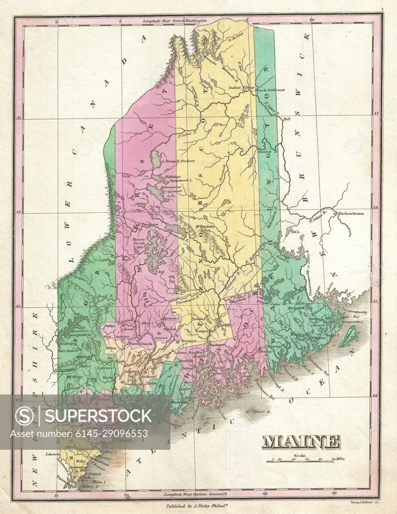 1827 Finley Map of Maine