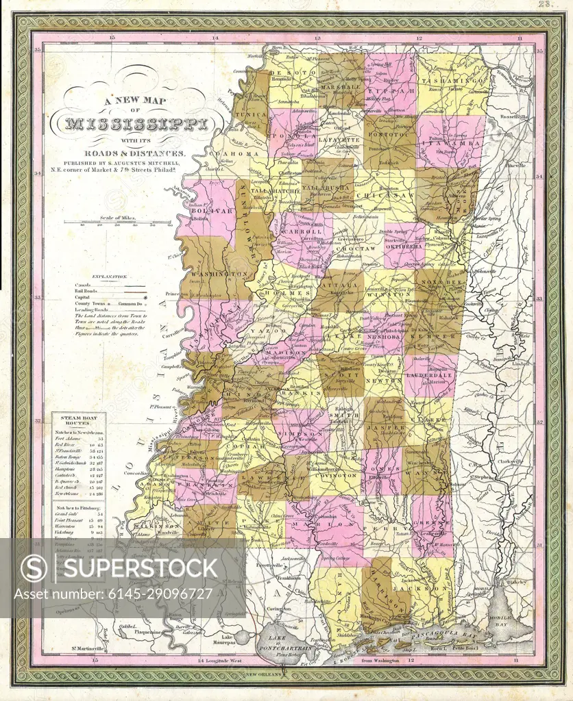 1849 Cowperthwait - Mitchell Map of Mississippi