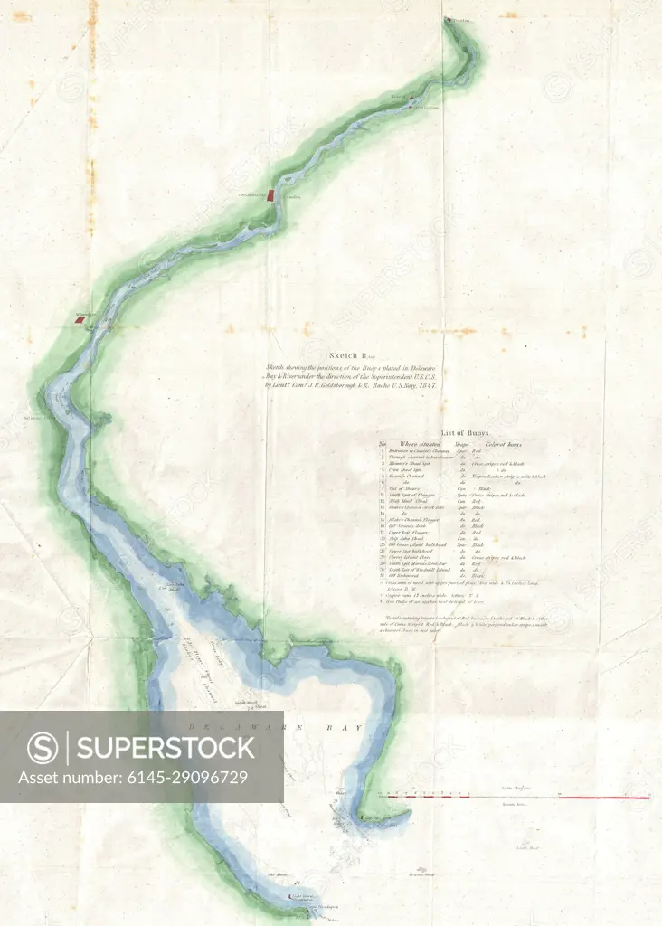 1848 U.S. Coast Survey Map of the Delaware Bay