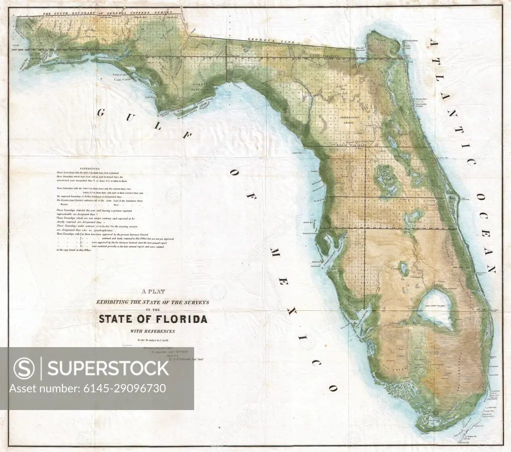 1848 Land Survey Map of Florida