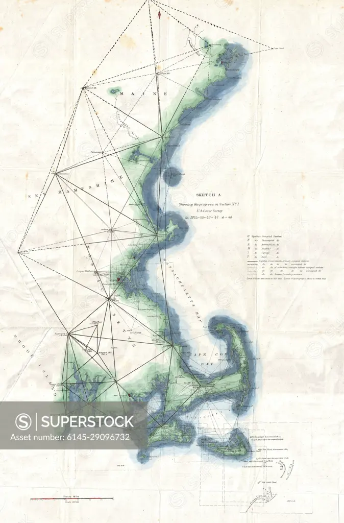 1848 U.S. Coast Survey Map of New England