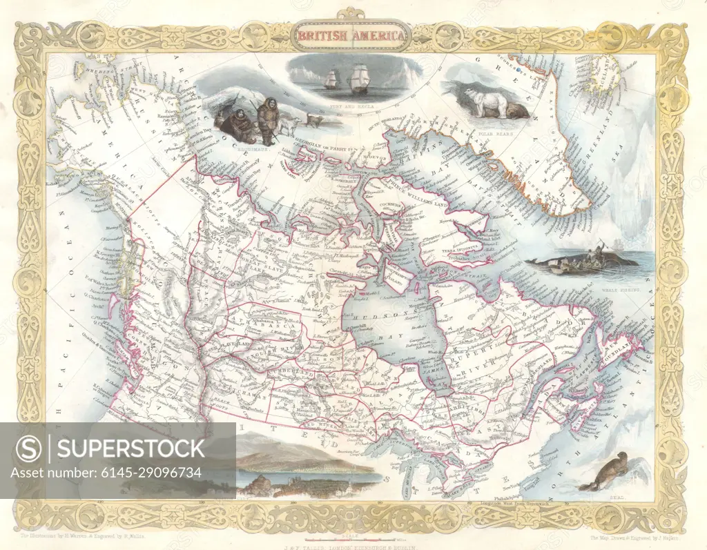 1849 Tallis Map of Canada or British America w- Oregon