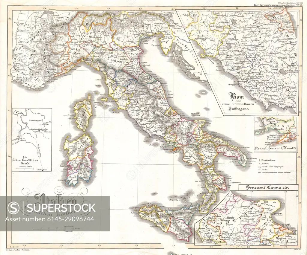 1850 Justus Perthes Map of Italy