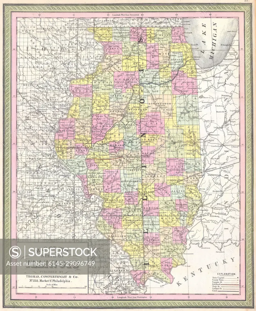 1850 Cowperthwait Map of Illinois