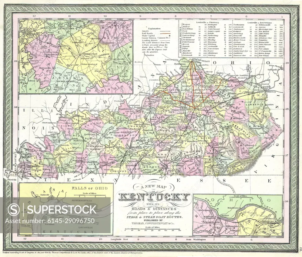 1850 Cowperthwait Map of Kentucky