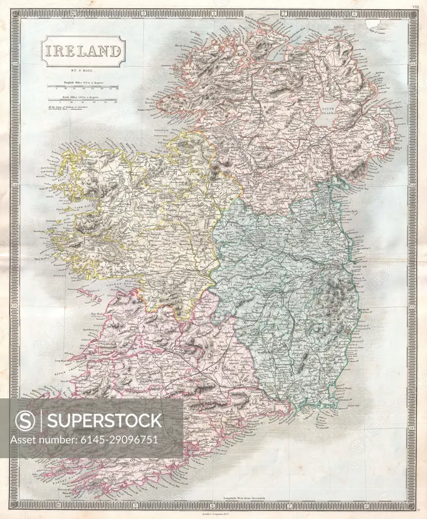 1850 Hall Map of Ireland